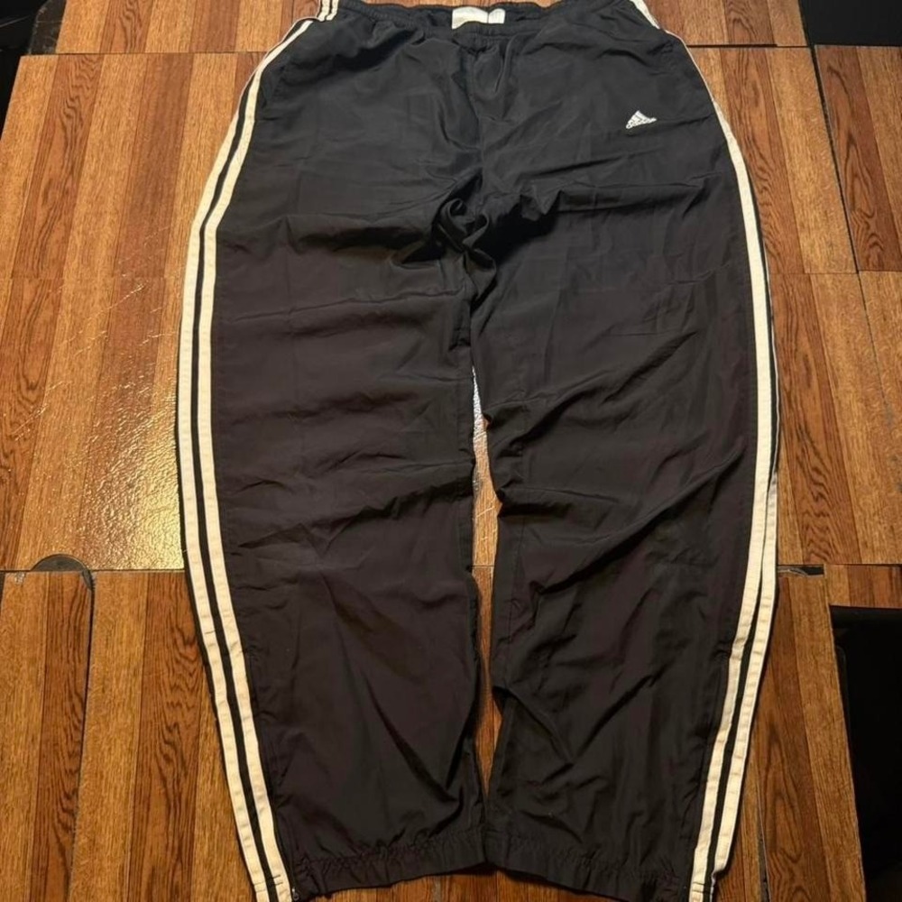 Adidas Black Striped Vintage Retro Tech Sportswear Track Pants Large
